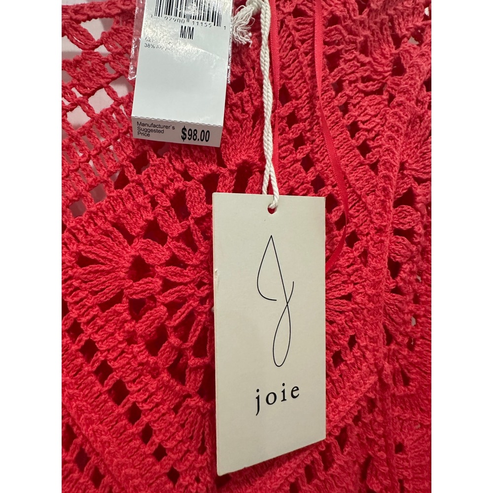 Joie Coral Crochet Mini Dress Long Sleeve Open Knit Boho Geometric NWT Size M - Picture 2 of 4